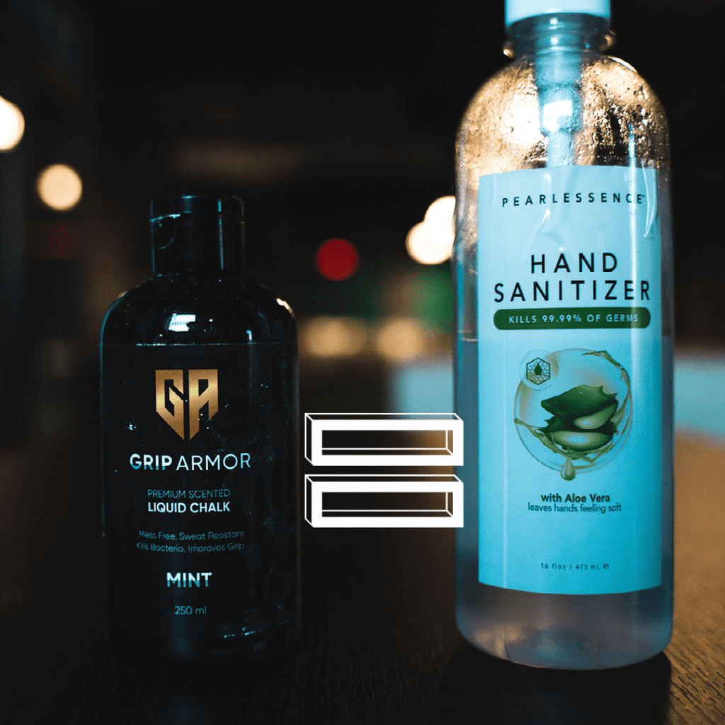 bottle of grip armor with hand sanitizer kill coivd